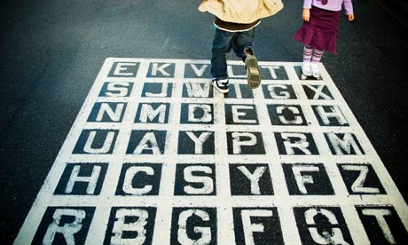 Kids play alphabet game