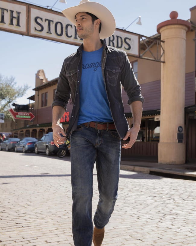 cowboy wearing blue jeans