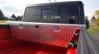 picture of a truck with an aluminum checker plate toolbox