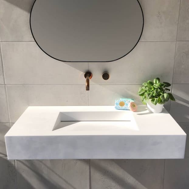 wall-mounted marble basin for bathroom