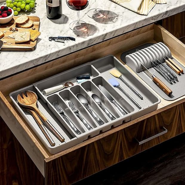 kitchen utensils stored in a drawer 