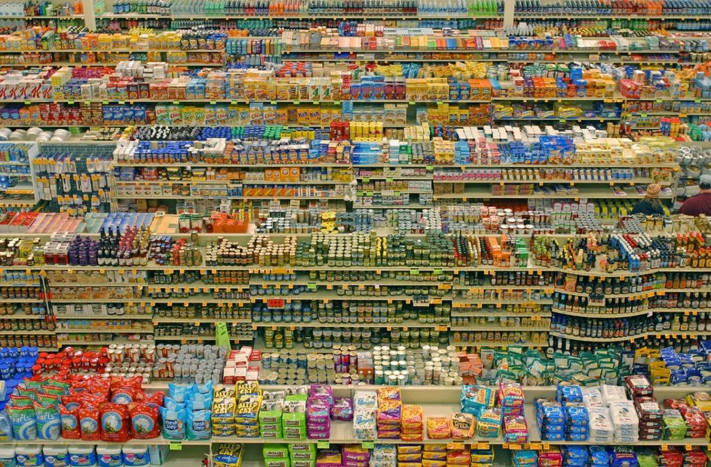 Bird view of million of products in a warehouse