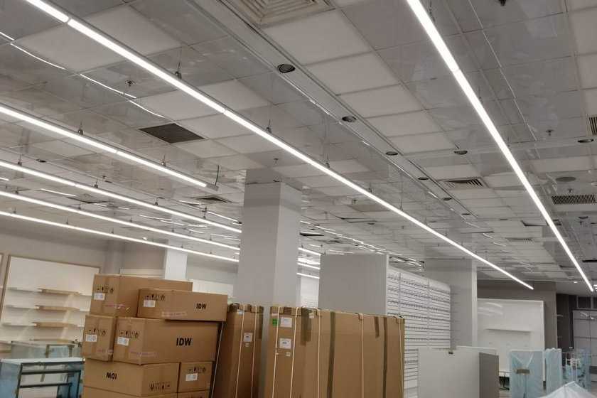 LED batten lights in a Warehouse