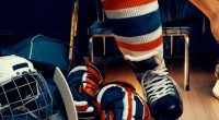 equipment for hockey like gloves, helmet