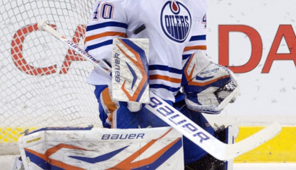 goalie with Bauer equipment