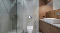 spacious bathroom with a shower panel