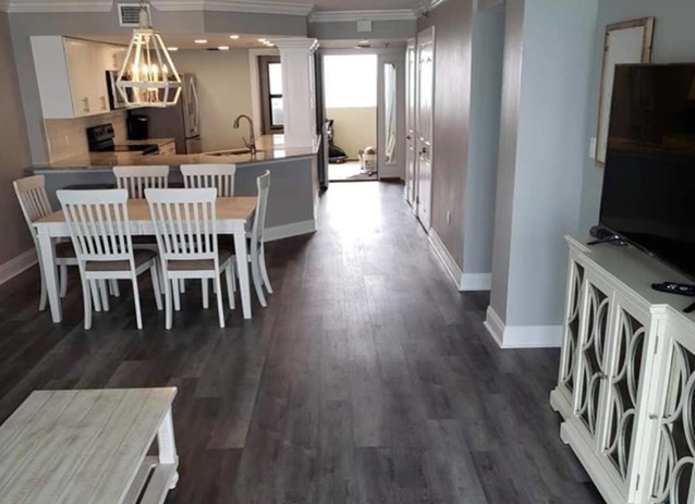 dark vinyl tiles in the house
