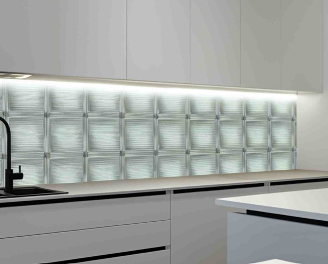 kitchen with a glass tiles