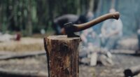 survival axe outdoors