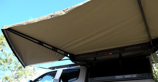 close up of overland awning